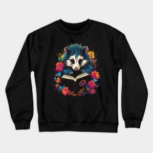 Opossum Reads Book Crewneck Sweatshirt